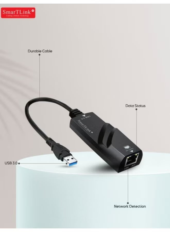 SmarTLink USB 3.0 Ethernet Adapter USB to RJ45 Network 1000Mbps Gigabit LAN Ethernet Internet Adapter Compatible with MacBook, PC, Switch, Surface, Chromebook, Windows 11/10/8.1/8/7, MAC OS, IOS, Linux SmartLink - Image 1